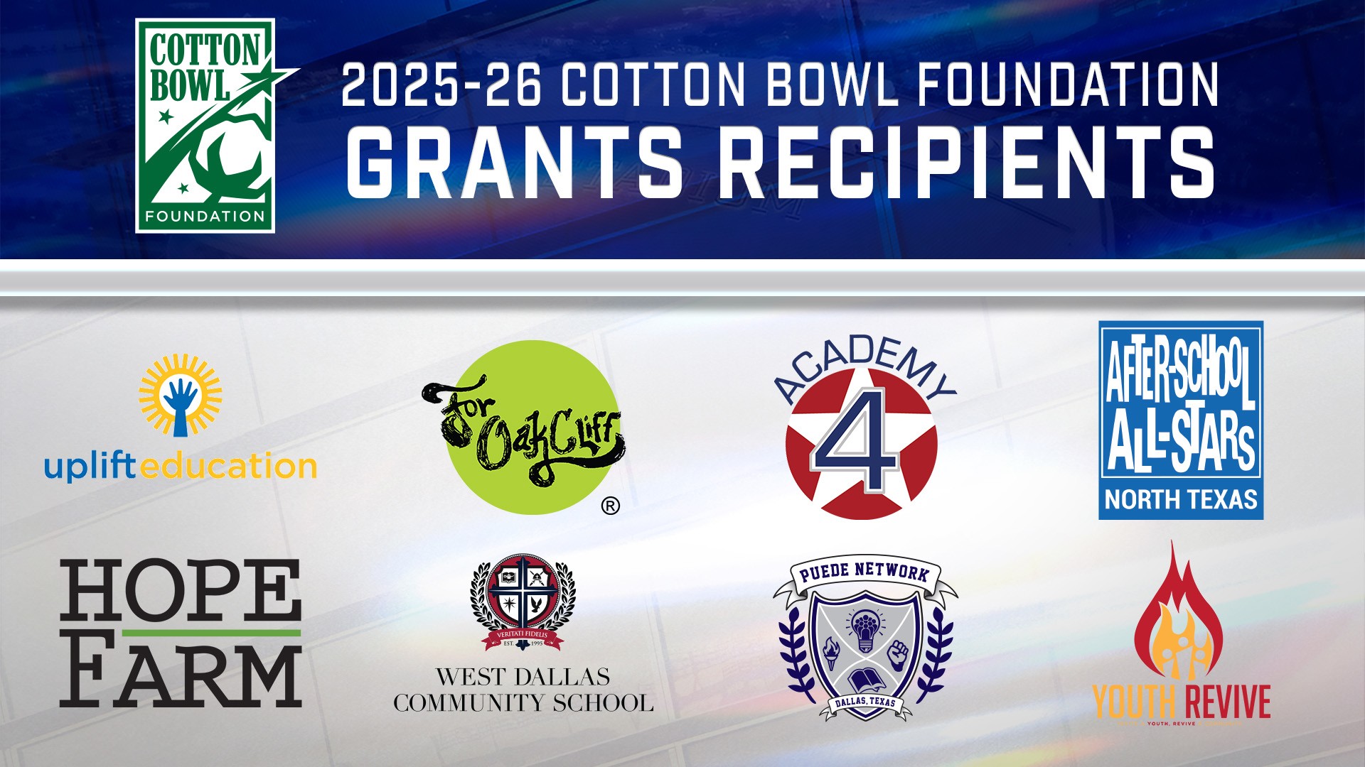 thumbnail 2025 Cotton Bowl Foundation Grants Recipients Graphic FBTwitter