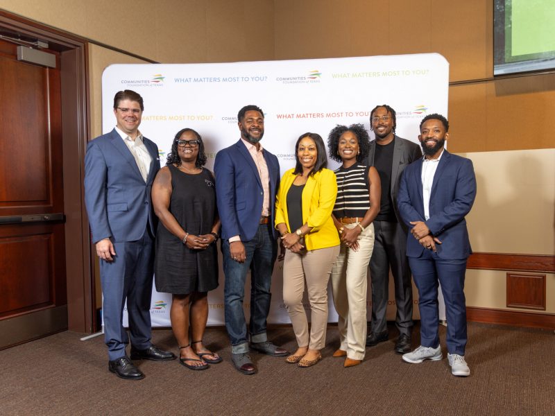 6/24/26 - (From left)  Robert Kent (CFT), Unesha Wells (For Oak Cliff), Byron Sanders (Dallas ISD), Shareefah Mason (For Oak Cliff), Jazmune Jenkins (For Oak Cliff), Taylor Toynes (For Oak Cliff), and Xavier Henderson (For Oak Cliff)